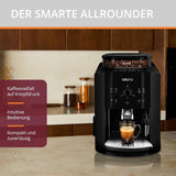 KRUPS Arabica Picto automatisk espressomaskine, kompakt design, nem at bruge, intuitiv justerbar drejekontrol, mælkeskummer, 2-kops funktion, espressomaskine, sort, EA810870