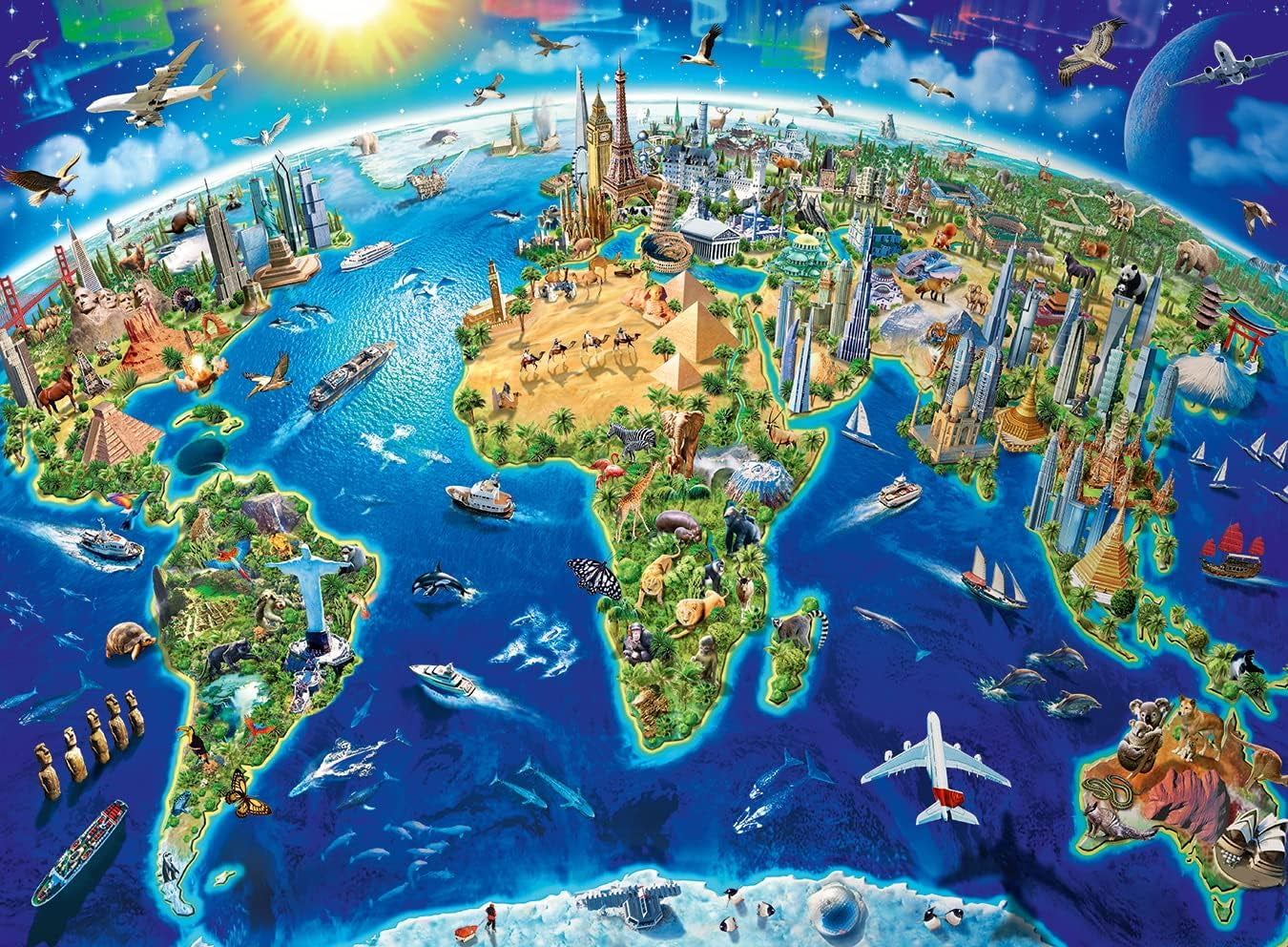 Ravensburger børnepuslespil - 12722 Stor, vid verden - Verdenskortpuslespil for børn fra 8 år og derover, med 200 brikker i XXL-format Puslespil Naty Shop