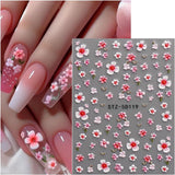 JMEOWIO 3D Nagelsticker Blume Nail Art Sticker Selbstklebend Nagelaufkleber 5D Stereoskopisk Frühling Sommer Floral Dekoration Nageldesign Zubehör 4 Blatt