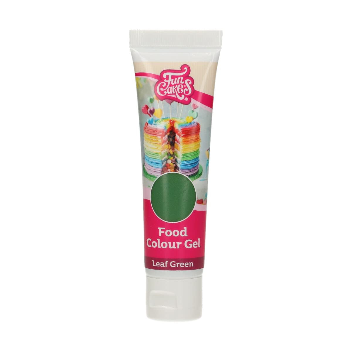 Madfarve Funcakes Green Leaf: Højkoncentreret madfarve til dej, creme, fondant og marcipan. Nem dosering. Enkelt dråbe for at skabe levende farver. Halal. 30 g.