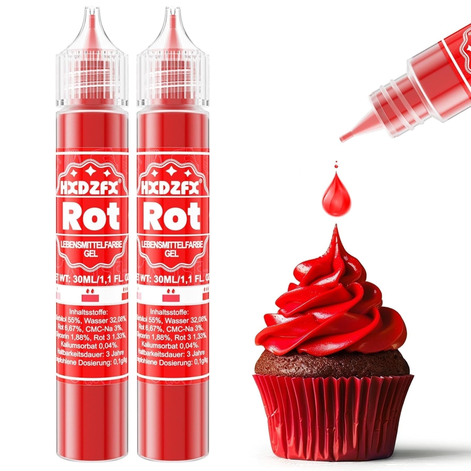 Gel madfarve - HXDZFX 2×30 ml, sukkerfri madfarve, højkoncentreret, til dekoration af kager, hvid fondant, makroner, småkager, bagning, påskeæg, slim (drue lilla)