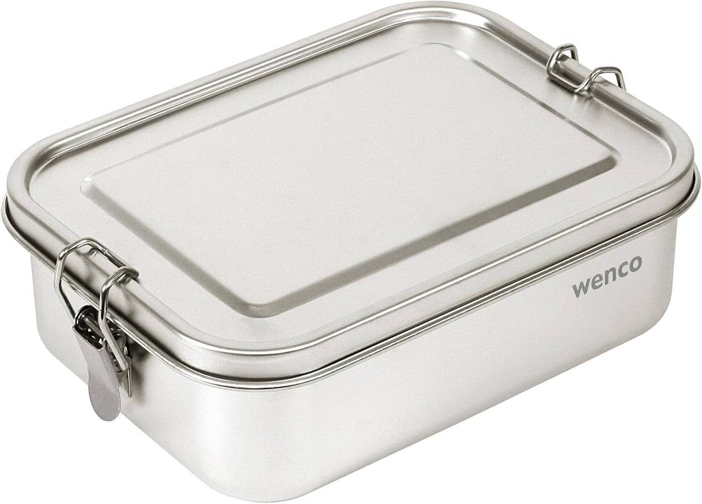 Wenco Rustfrit stål Madkasse 2 Rum Stor Kapacitet 850ml Madkasse Vandtæt Opvaskemaskine Tåler Inklusiv erstatnings Silikonering 18,5 x 14 x 5,5 cm Sølv (2 pakke) Madopbevaringsbokse Naty Shop