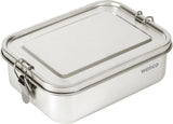 Wenco Rustfrit stål Madkasse 2 Rum Stor Kapacitet 850ml Madkasse Vandtæt Opvaskemaskine Tåler Inklusiv erstatnings Silikonering 18,5 x 14 x 5,5 cm Sølv (2 pakke) Madopbevaringsbokse Naty Shop