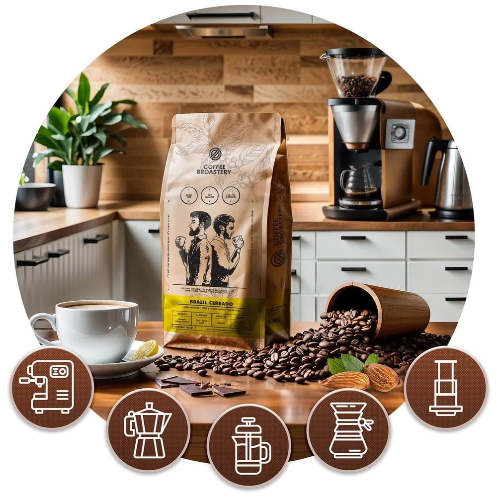 Sæt kaffebønner 2x1kg 2000g | Brasilien Mogiana | Brasilien Cerrado | Brasilien | Særlig kaffe | Frisk stegt