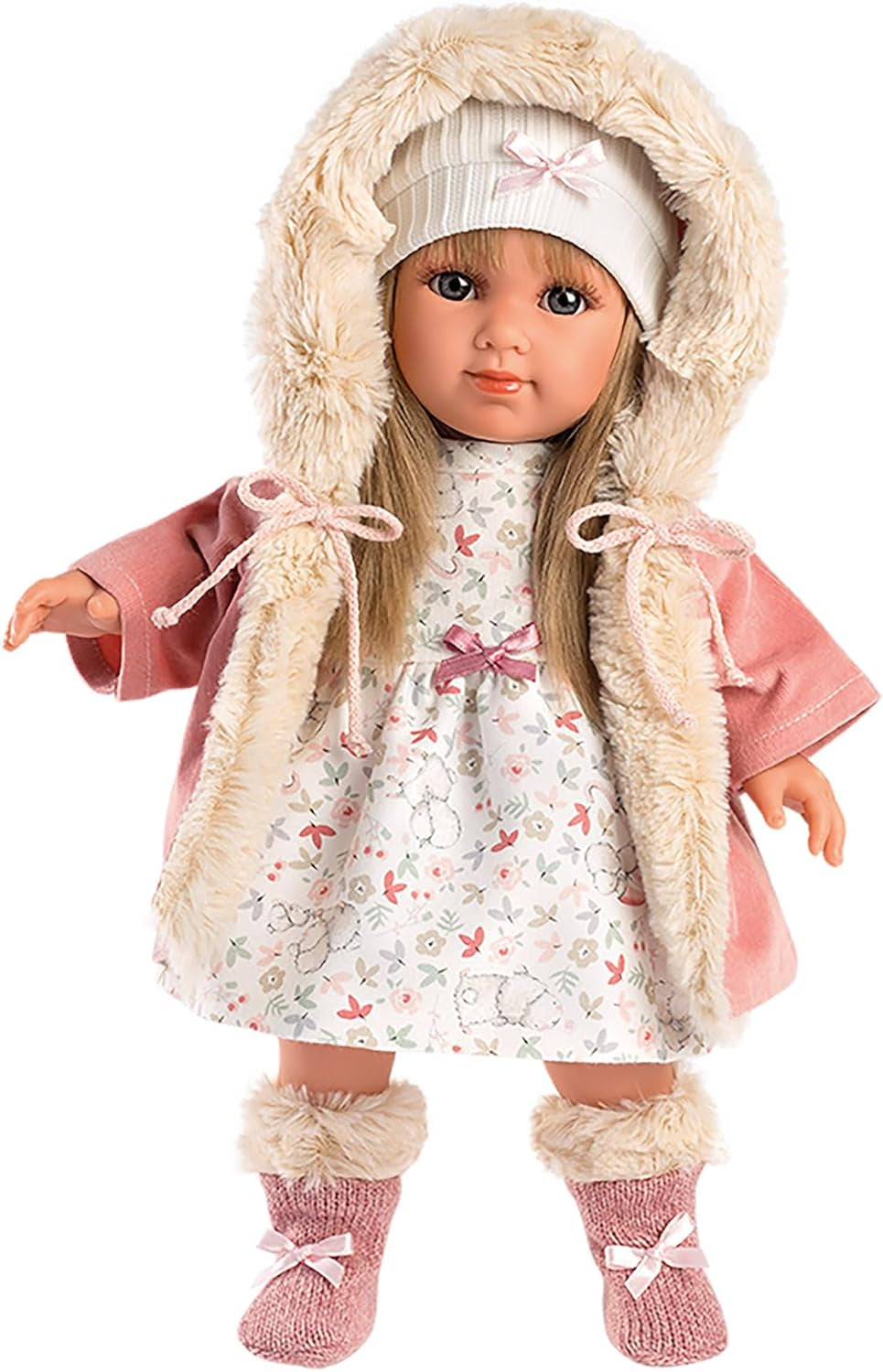 Llorens 1053541 Elena Blondt hår Blå øjne Mode Blød kropsdukke Inklusive modetøj med hættefrakke 35 cm