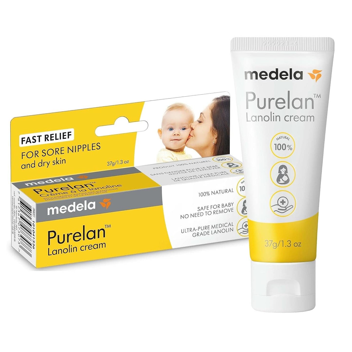 Medela Purelan 37G Lanolin Nipple Cream - creme til ømme brystvorter og tør hud, 100 % naturlig, allergivenligt Tilbehør Mad og amning Bebe Naty Shop