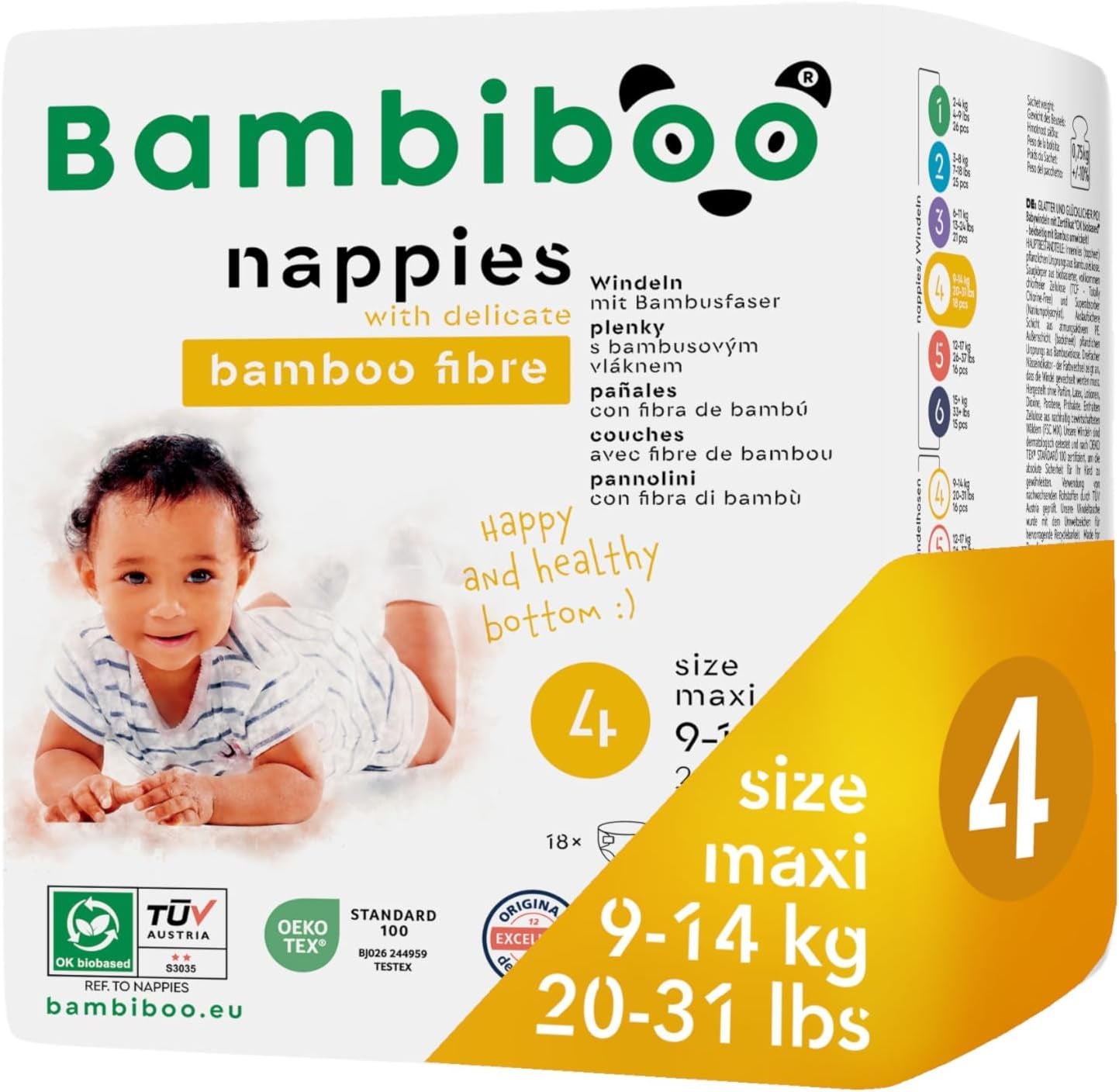 Bambiboo Mini-engangsbleer Hudvenlig med blød navleåbning af bambusfiber - Bleer til nyfødte - Engangsbleer til nyfødte - Hudbeskyttelse - Størrelse 2, 25 stk.
