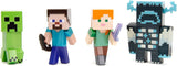 Jada Toys Minecraft figursæt (4 stykker) lavet af metal - Minecraft Caves & Cliffs Samlefigurer (Steve, Alex, Creeper og Warden) Til spillere og samlere 8+ 6 cm hver Action Figurer Naty Shop