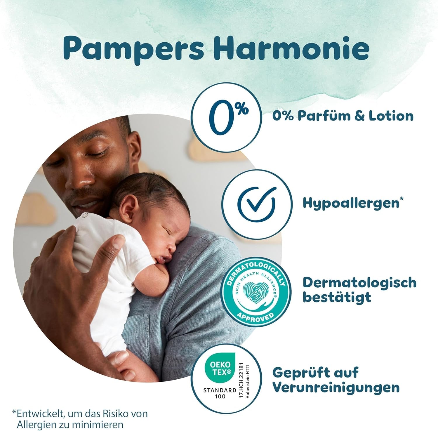 Pampers Harmony bleer størrelse 1, 180 bleer, 2kg-5kg, skånsom hudbeskyttelse med 100% Pampers beskyttelse