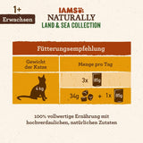 IAMS Natural Wet Cat Food i Sauce - Højkvalitets kød- og fiskevådfoder til voksne katte, Land & Sea Collection, 12 x 85g