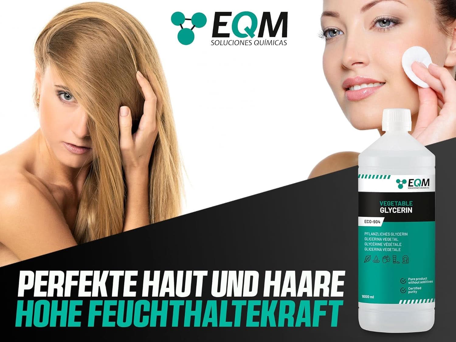 Vegetabilsk glycerin, 100% naturlig, naturlig fugtighedscreme til hår og hud, ideel til sæber, shampoo, cremer, 1 liter bruser og bad Naty Shop