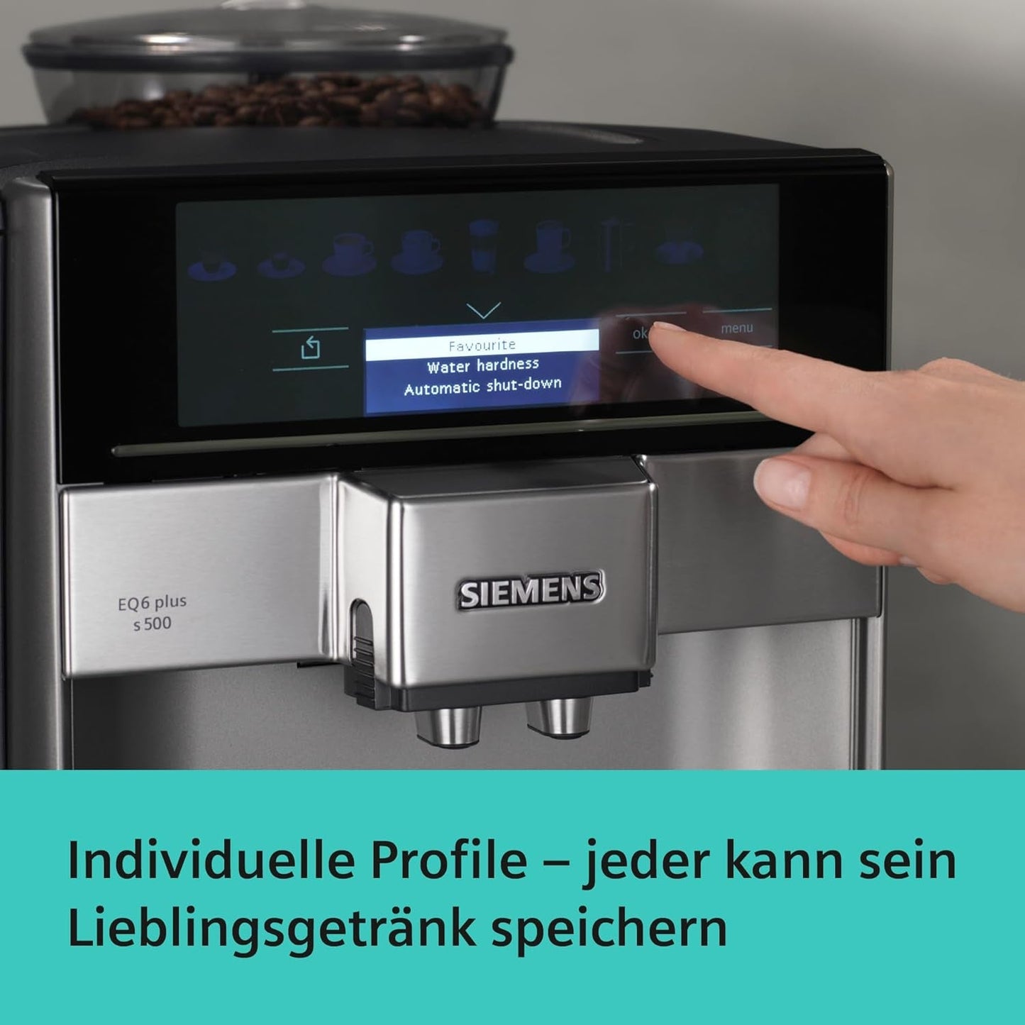 Siemens EQ.6 plus s300 automatisk espressomaskine TE653501DE, til mange kaffespecialiteter, mælkeskummer, keramisk kværn, dobbelt kaffefunktion, anti-kalk, automatisk damprensning, 1500 W, sølv