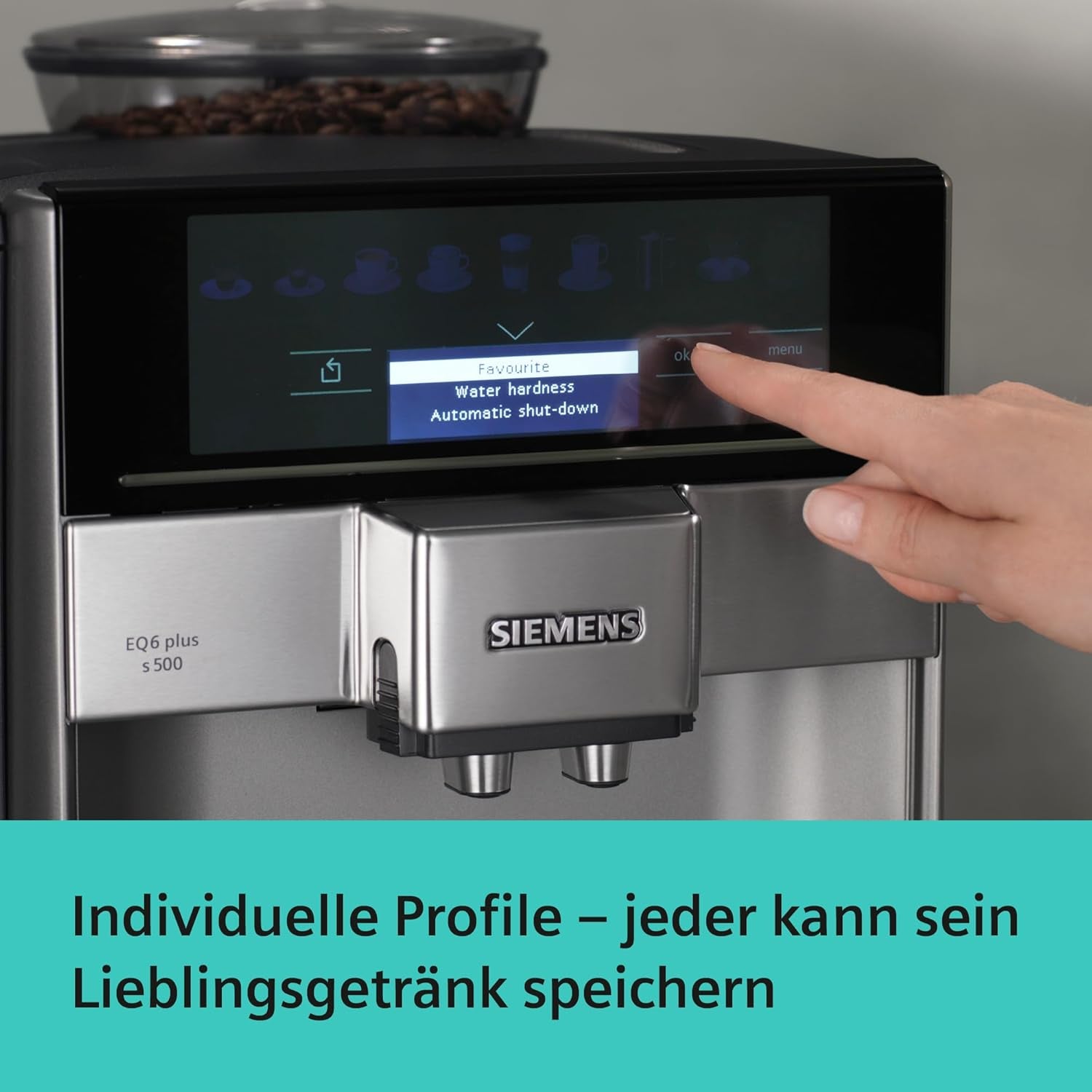 Siemens EQ.6 plus s300 automatisk espressomaskine TE653501DE, til mange kaffespecialiteter, mælkeskummer, keramisk kværn, dobbelt kaffefunktion, anti-kalk, automatisk damprensning, 1500 W, sølv