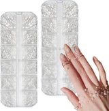 12 Größen Nail Art Perlen, Flache Perlen, Nail Art Accessoires, Halbkreis Nagelperlen, Weiße Nail Charms Und Glitzersteine ​​Nägel Für Nail Art Design, DIY Basteln, Alltag, Hochzeit (2 kasser)