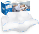 HOMCA Nakkepudepude, Memory Foam Ergonomisk pude 3D-kølepudebetræk til liggende, side- eller liggende stilling, 62 X 41 X 9,5/12,5 cm Cervikale ortopædiske puder Naty Shop White