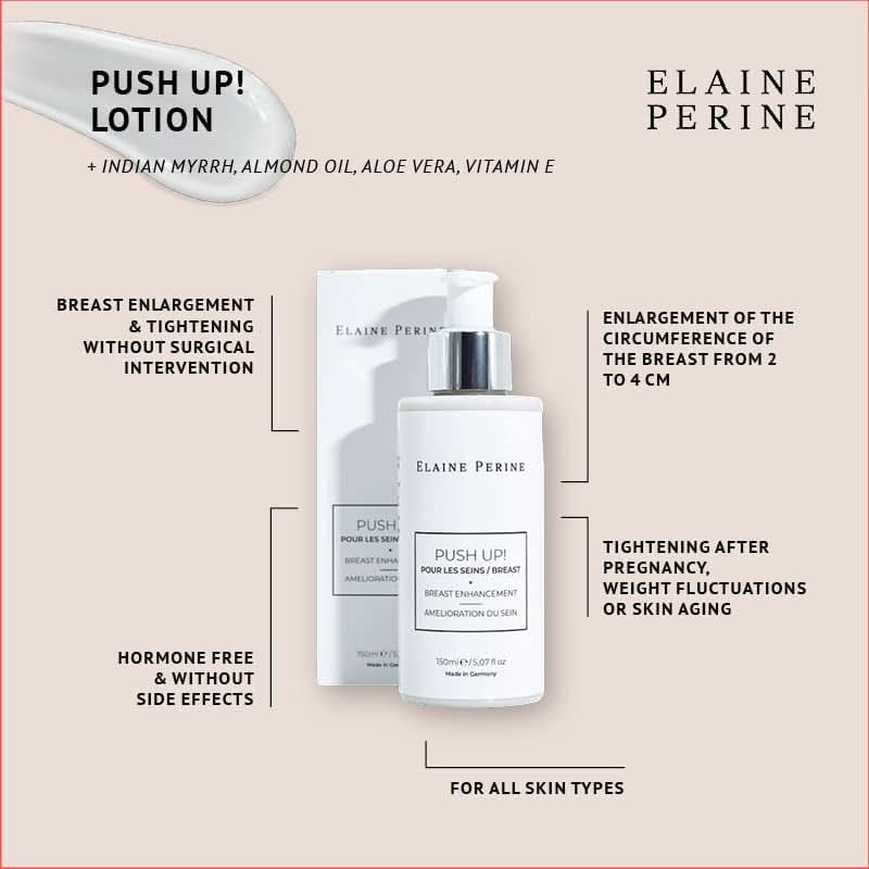 Brystforstørrelse og brystløftende creme, naturlige ingredienser - PUSH UP! af Elaine Perine™ Cosmetics and Beauty Naty Shop