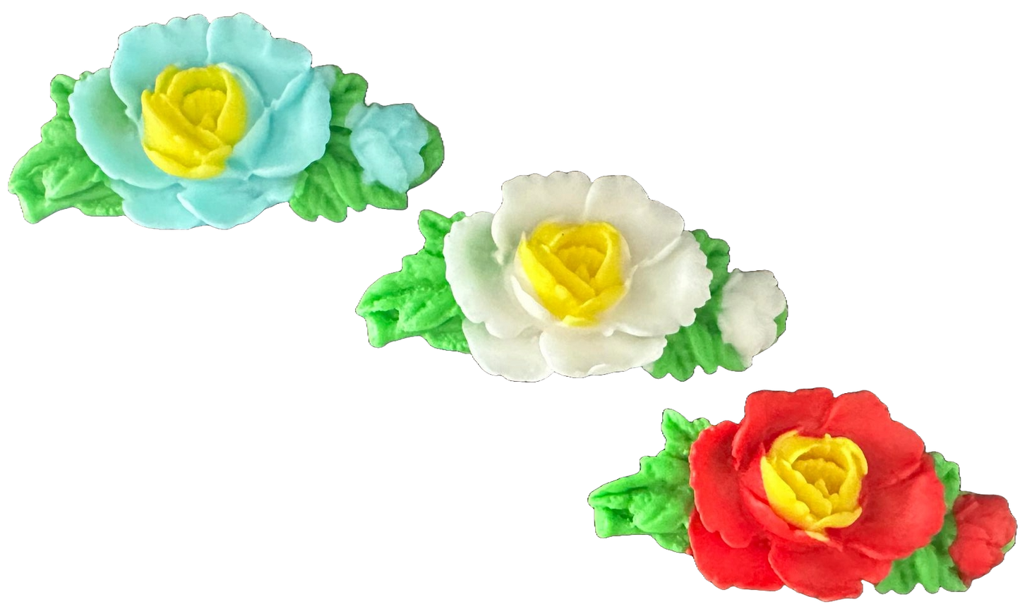 Sæt med 3 spiselige sukkerpynt, roser Dekorationer fra Sugar Paste Nati Shop