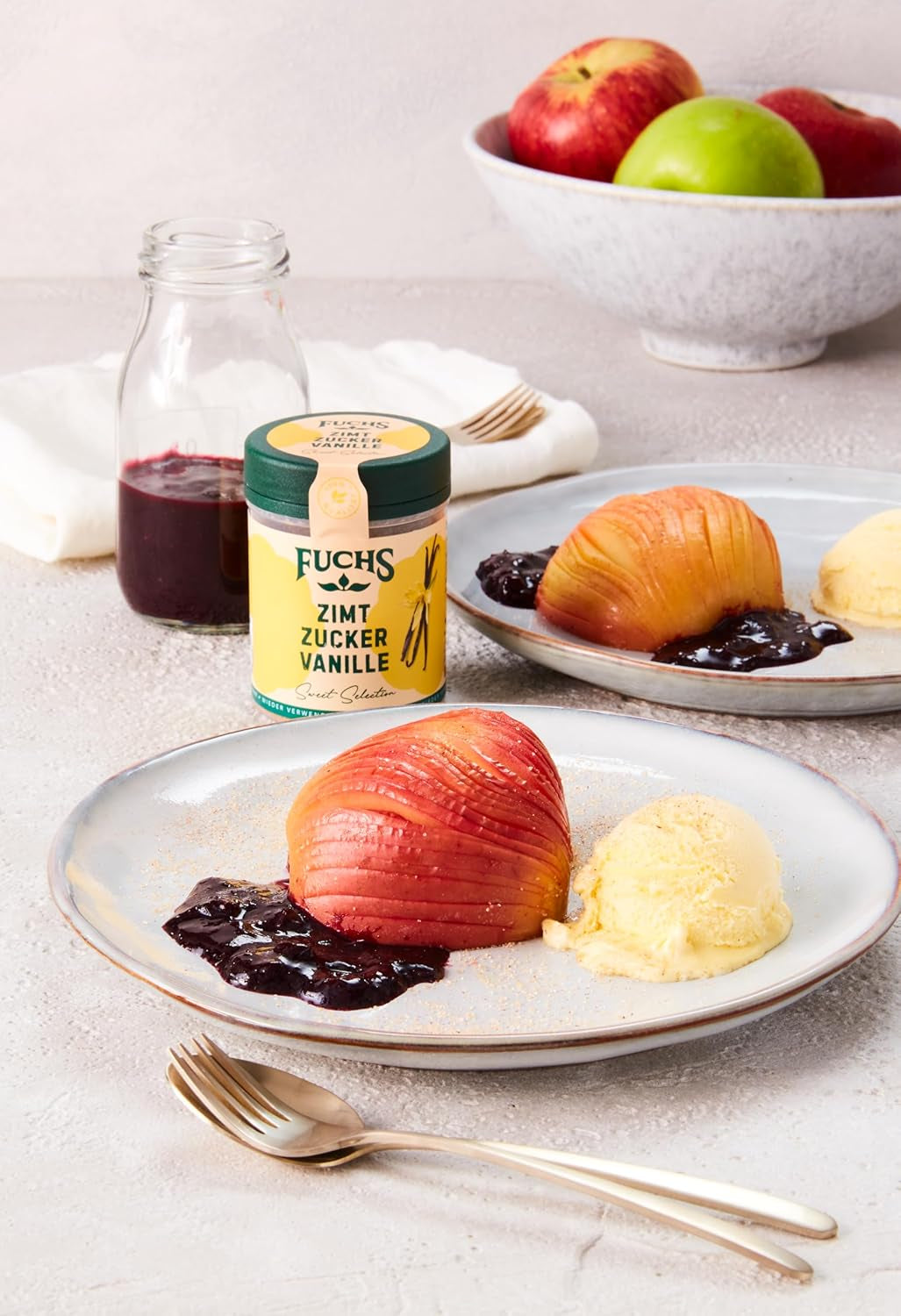 Fuchs Gewürze - Zimt Zucker Vanille - Gewürz zum Versüßen von Wafeln, Milchgetränken eller Joghurt - aus natürliche Ingrediens - 100 g i wiederverwendbarer, genbrugsbarer Dosis