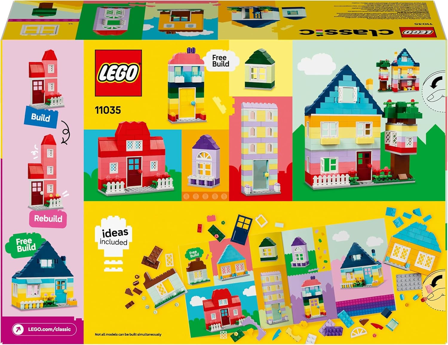 LEGO Classic kreative huse, byggeklodser til børn, 850 klodser byggelegetøj, husbygningslegetøj med tilbehør, gave til drenge og piger 4 år gamle 11035 byggesæt Beuche den LEGO-Store