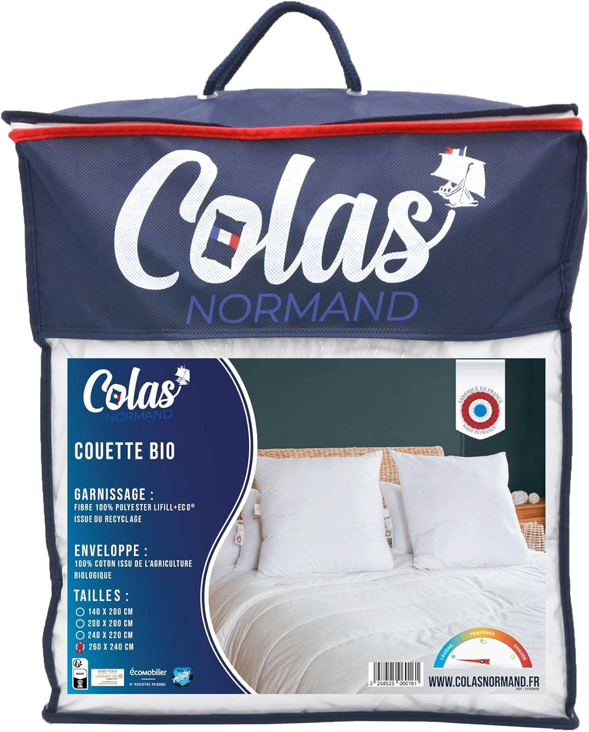 COLAS NORMAND quilt 260 X 240 cm, økologisk bomuld og genbrugsfyld, let, blød, maskinvaskbar ved 40 °C Dyner og dyner Naty Shop Standardtitel