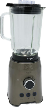 BLACK+DECKER Stand mixer | 500W | 2 hastigheder | Pulsfunktion | Glaskrug | 1,5L | Edelstahlmesser Mit 4 Klingen | Herausnehmbar Und Leicht Zu Reinigen | Weiß Und Grau Køkken Naty Shop 1200W Edelstahl
