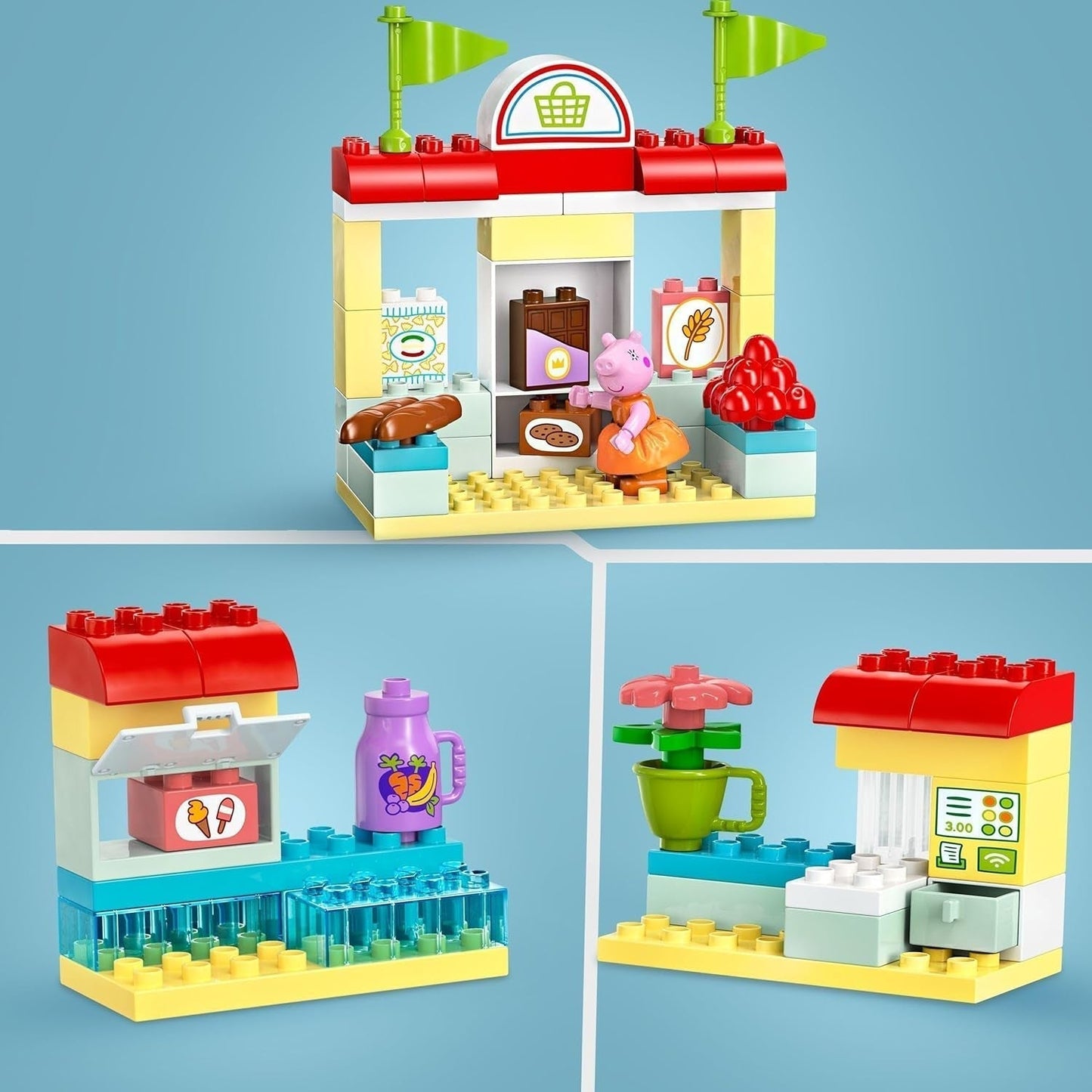 LEGO DUPLO 10434 Peppas supermarked: kreativt pædagogisk legetøj og legesæt, gave til drenge og piger fra 2 år, fremmer fingerfærdighed Byggesæt Besuche den LEGO-Store