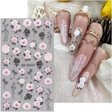 JMEOWIO 3D Nagelsticker Blumen Nail Art Sticker Selbstklebend Nagelaufkleber 5D Stereoskopisk Frühling Sommer Dekoration Nageldesign Zubehör 4 Blatt