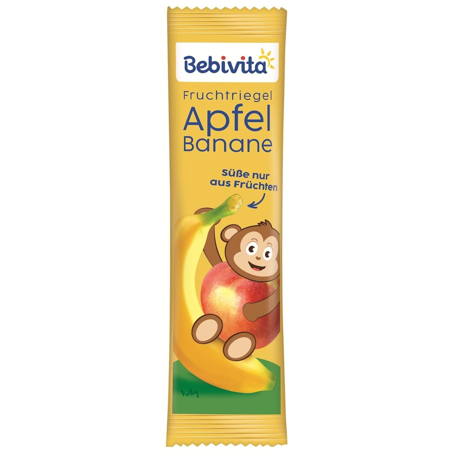Æble- og bananbarer (20 x 25 g), kun sødet med frugt, perfekt snack mellem måltiderne, tilberedt af strengt kontrollerede og udvalgte ingredienser.