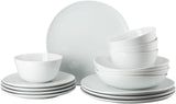 Rosenthal Junto White servicesæt, porcelæn, hvid, flade tallerkener, middagstallerkener Ø 22 cm, middagstallerkener Ø 21,5 cm og kornskåle Ø 14 cm, 0,62 l, tåler opvaskemaskine og mikroovn, sæt til 4 stk.