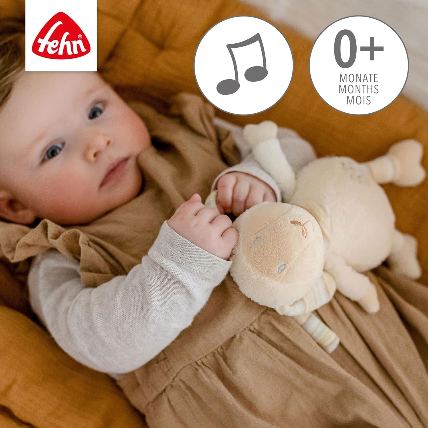 Fehn spilledåse baby sovehjælp får - plyslegetøj med vedhæftning - søvnhjælpssang "Brahms vuggevise" - børnelegetøj til rejser og hjem - musiklegetøj til babyer og børn Bebe Naty Shop Toys