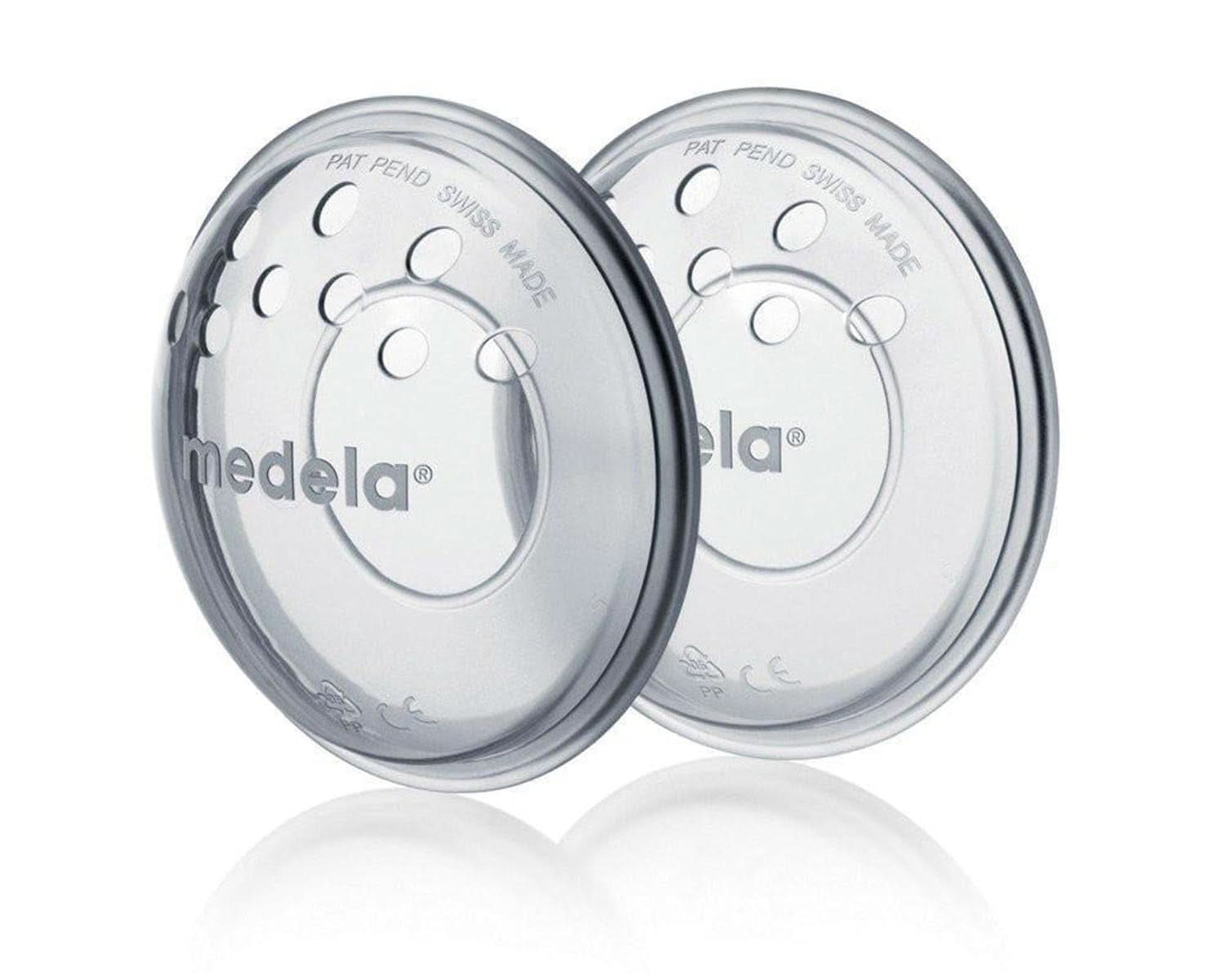 Medela brystskaller - BPA-fri, lavet af blød silikone, med åndbare ventilationshuller, inkluderer 2 skaller Tilbehør Mad og amning Bebe Naty Shop
