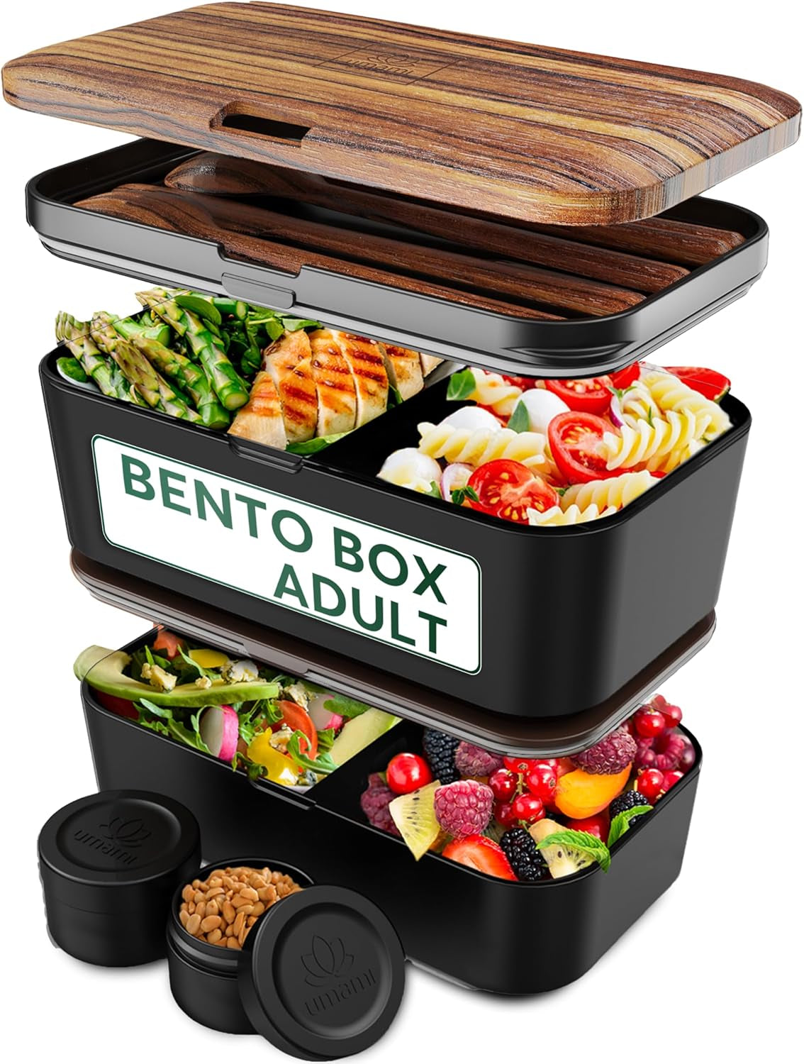Umami madkasse til voksne, 4 bestik og rum Lækagesikker stabelbar Bento-kasse, voksenmadkasse, To-go-salatbeholder, Picnic-/kontormadkasse, koksgrå, 1500 ml Naty Shop Madopbevaringsbokse Sort Wenge - 1500 ml kan stables inde i hinanden L - 1500 ml kan stables inde i hinanden