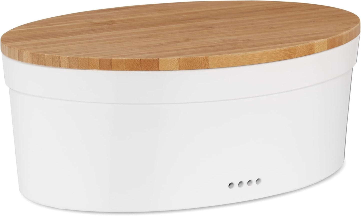 Kela brødkasse med ventilationshuller, keramisk brødkasse, SALENA, brødskål, hvid, 36,5 x 23,5 x 14 cm Madopbevaringsbokse Naty Shop Brødkasse