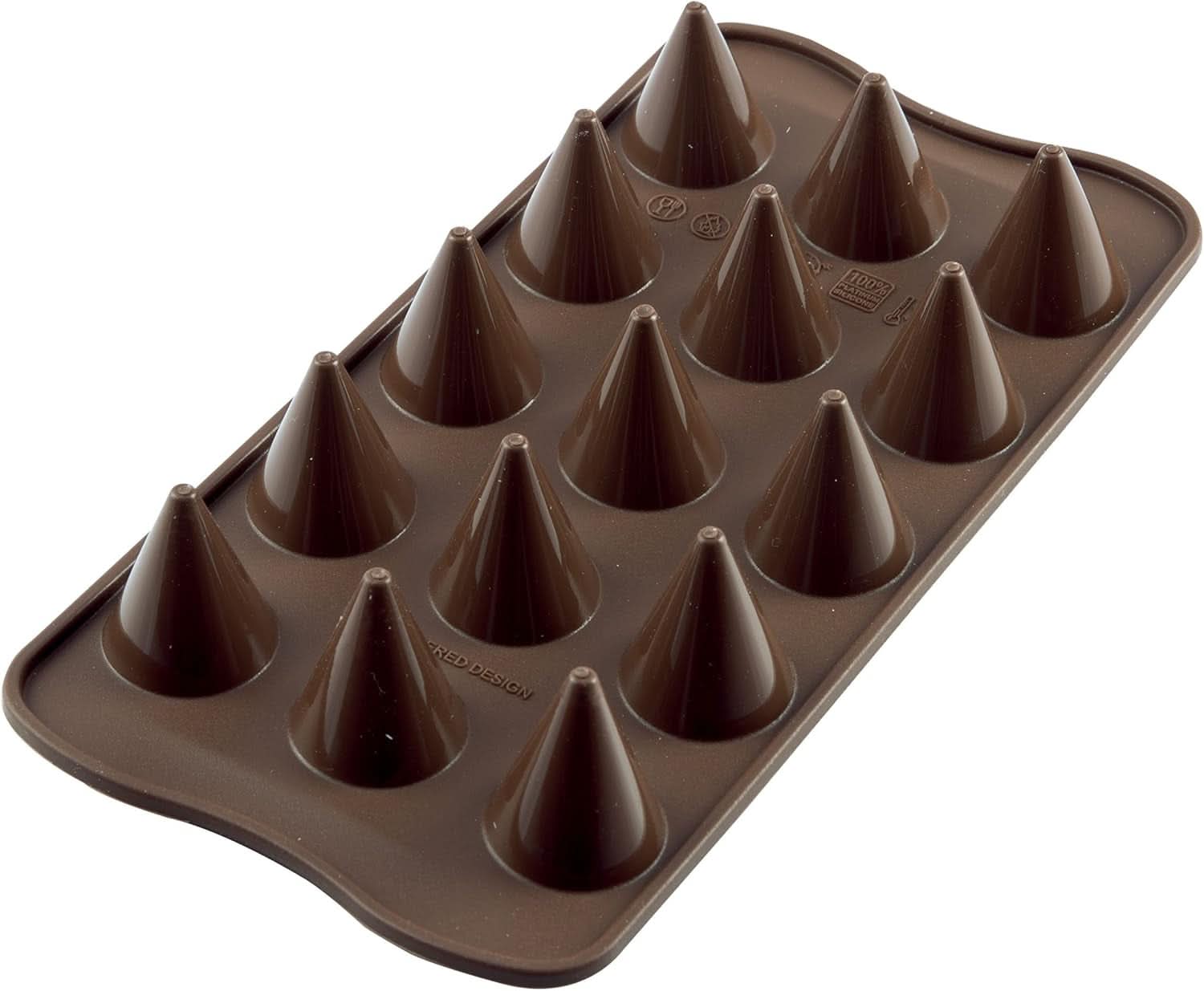 Silikonepralinform Silikomart kegle Ø 2,6 x H 2,8 cm, 7,5 ml, 15 hulrum (SCG20) Køkken Naty Shop Scg20 kegler