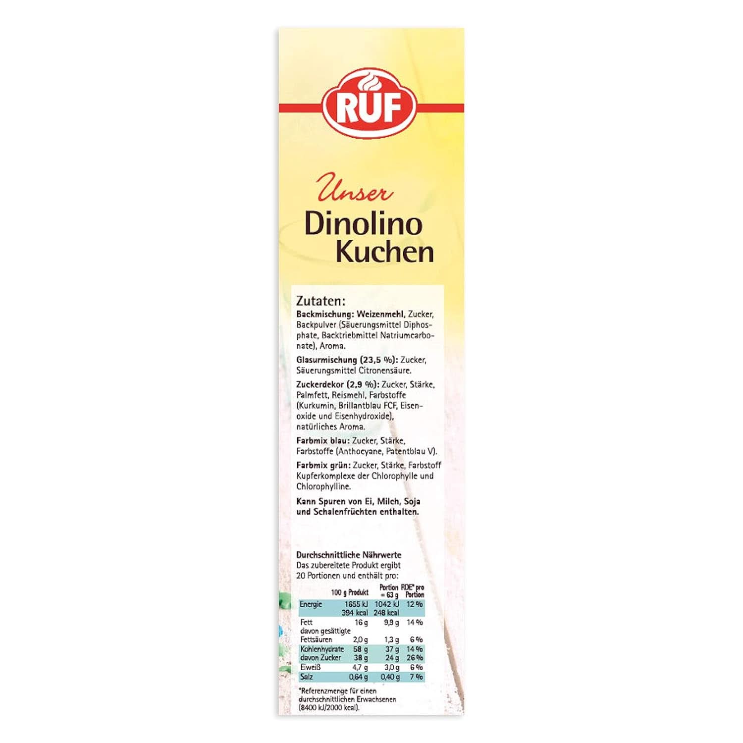 RUF Dinolino Cake, Tricolor arkkage med citronsmag, 850 gram Sprinkles Naty Shop