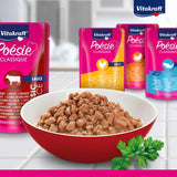 Vitakraft Poésie Classique, våd kattefoder, kattefoder i sauce, med kylling, med kalkun, med oksekød, med laks, uden tilsat sukker og korn (1 pakke á 12 x 85 g)