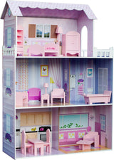 Olivia's Small World Giant Dukkehus, stort trædukkehus med møbler og tilbehør, 3-etagers dukkehus til børn, dukkehus til 12" dukker, 3 år + Naty Shop Mansion Fancy dukkehuse
