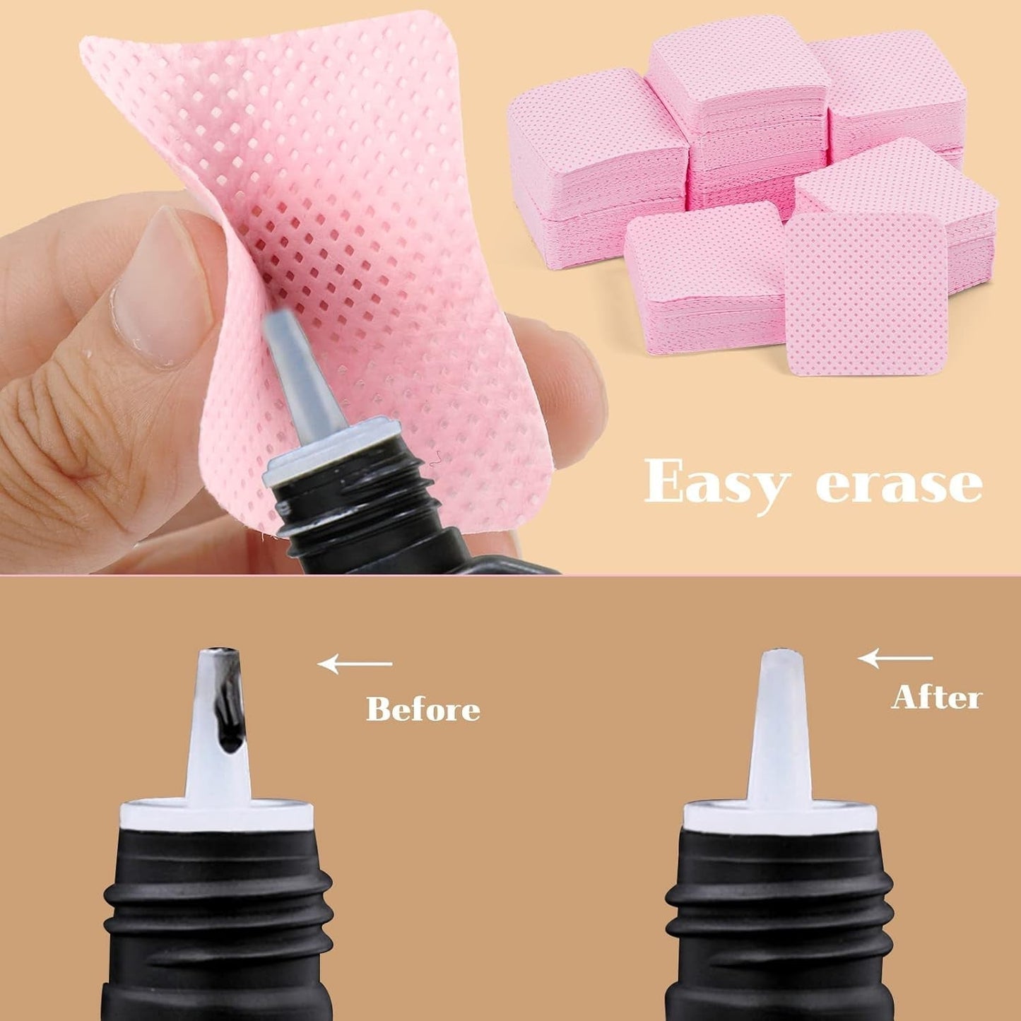 300 Stück Nagellackentferner Pads, Fusselfreie Nägel Wattepads Für Nägel Nagellackentferner Fnugfri Negleservietter Cleaner Gelnägel - Rosa