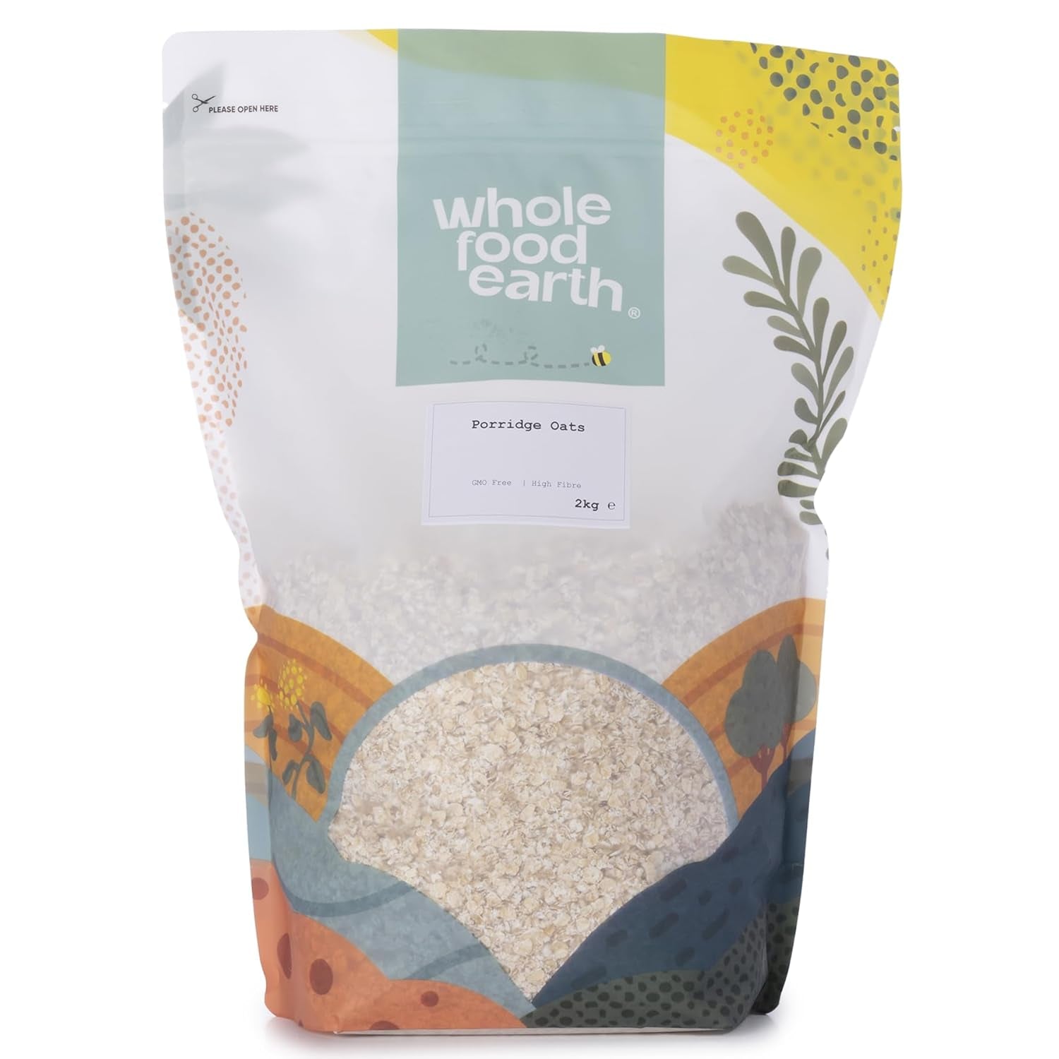 Wholefood Jordhavregryn 2 kg | Ikke-GMO | Rig på fibre