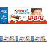 Kinder Chocolate - Fyldt mælkechokoladebarer - 1 pakke indeholdende 24 individuelle barer (24 x 12,5 g).