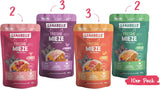 Sanabelle Freshe Mieze - Mixtray | 10 x 100g Mixpack | 4 lækre varianter af kattefoder at prøve | Dampet våd kattefoder, ligesom friskkogt