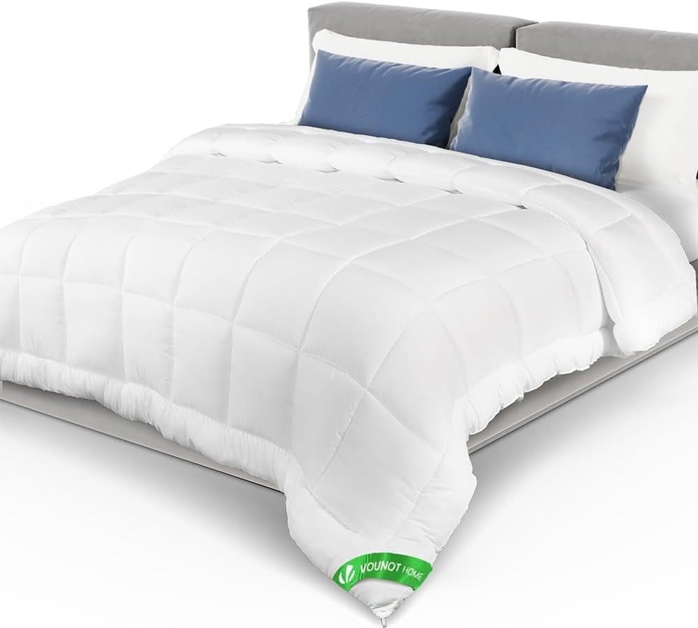 VOUNOT Dyne 155X200Cm, 4 Sæsoners Vinterdynesæt med 2 500GSM, bestående af 2 dyner knyttet sammen Tilpasningsdyne til sommer og vinter, Oeko-Tex standard dyner og dyner Naty Shop let sommertæppe 220X240cm