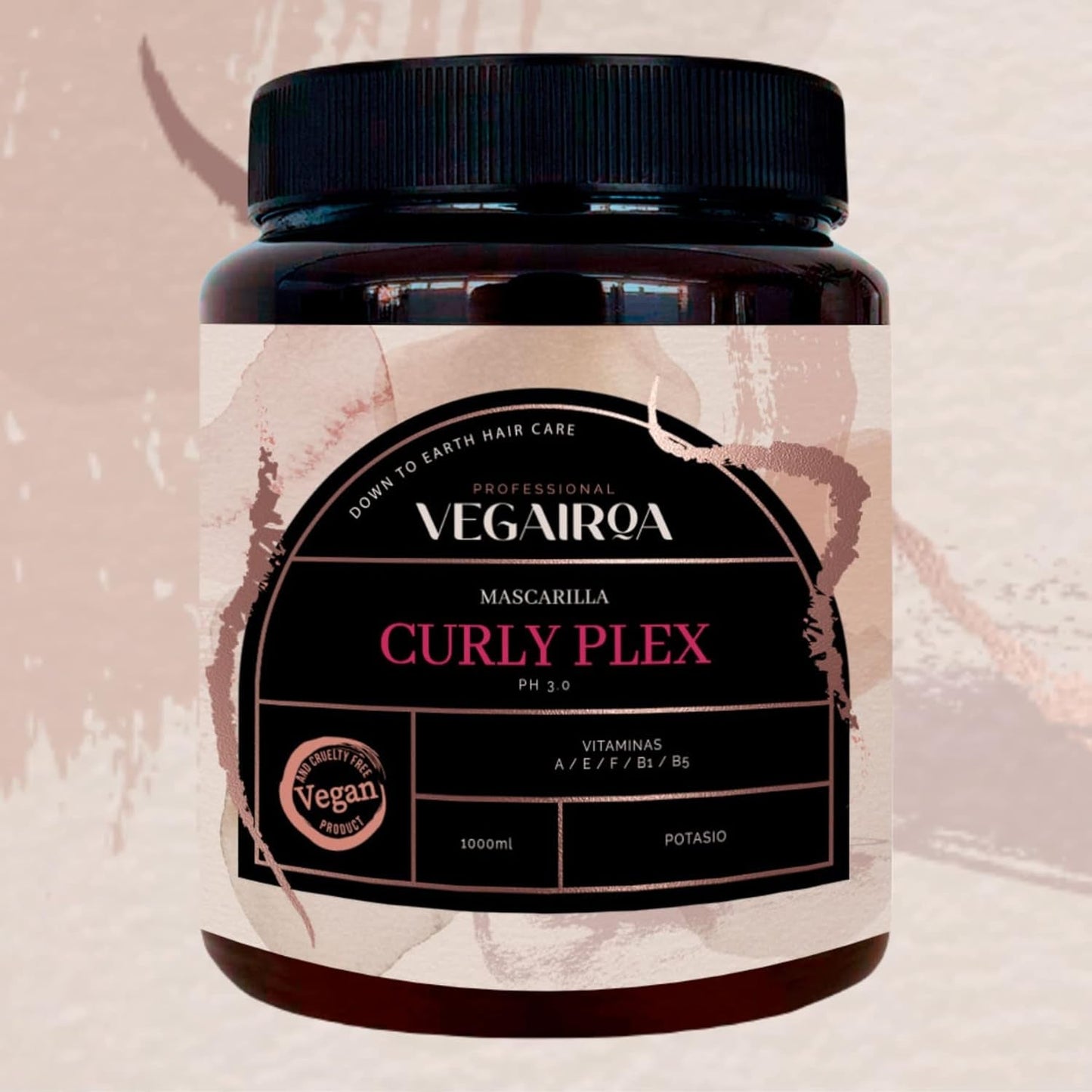 VEGAIROA - Curly Plex Mask - Maske til definerede krøller uden krus - Dyb fugtgivende pleje - Til krøllet eller bølget hår - Professionelt vegansk frisørprodukt - 1000ml Naty Shop Hair Mask