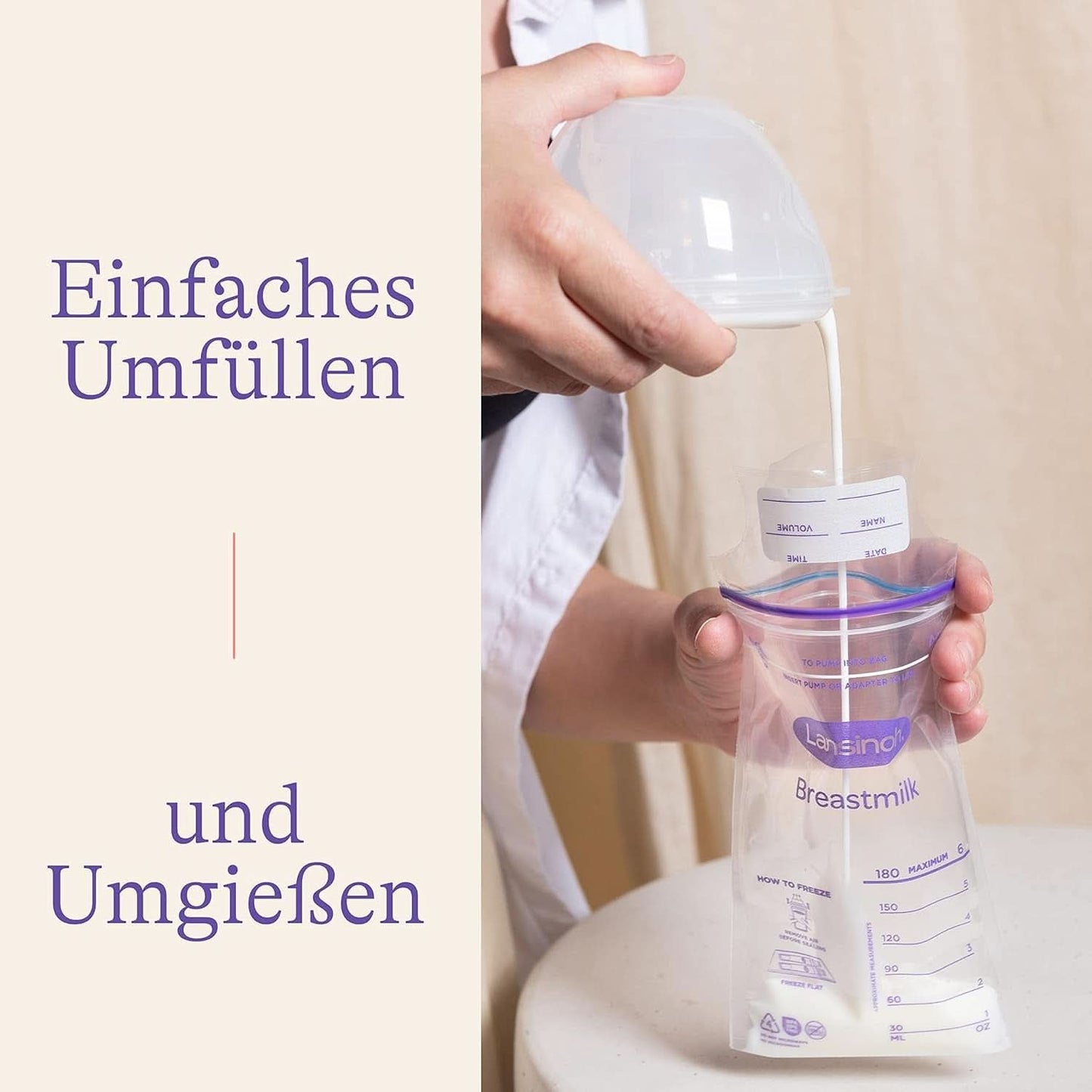 Lansinoh Muttermilchbeutel - 25 Stück - Zum Sicheren Aufbewahren Und Einfrieren Von Muttermilch - Hygiejnisk & Platzsparend Tilbehør Mad og Amning Bebe Naty Shop