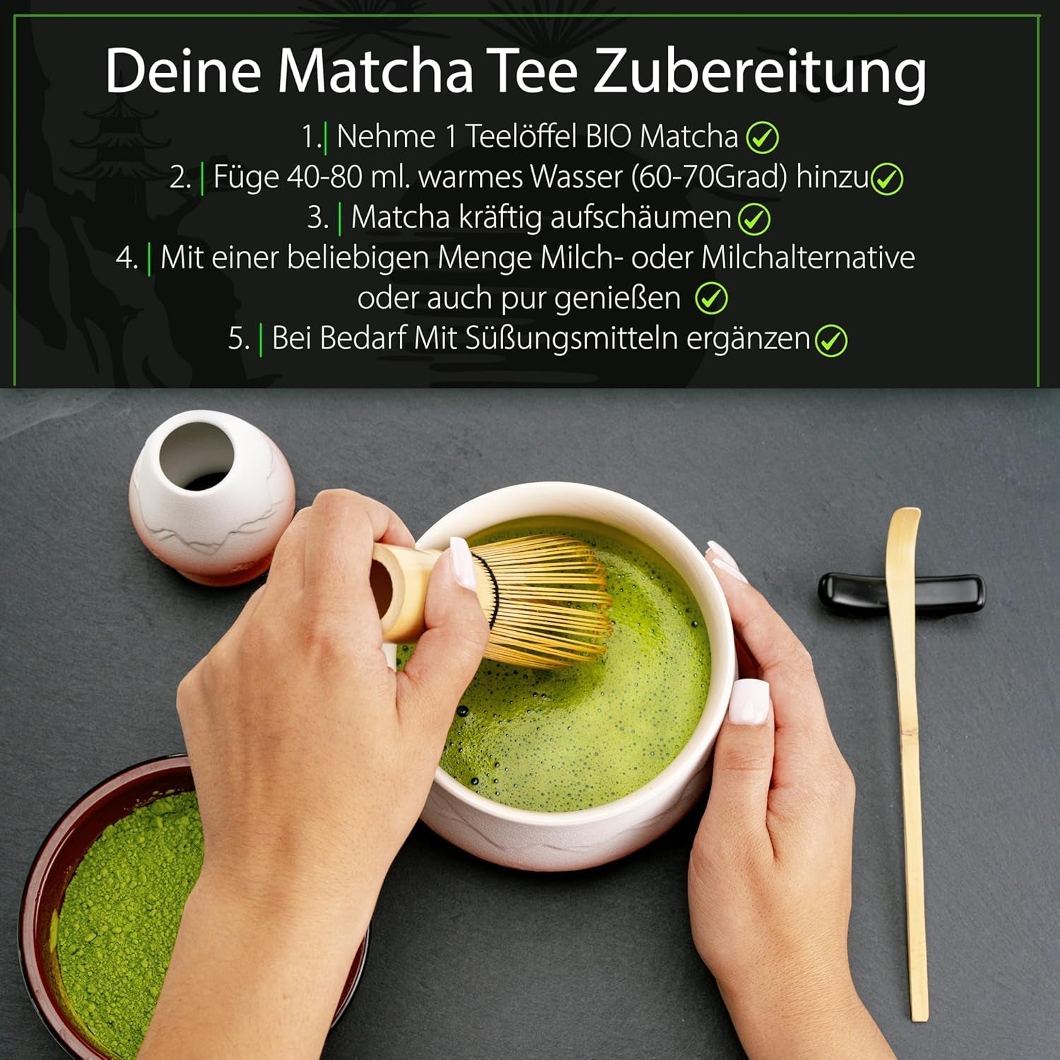 Ceremoniel Matcha BIO kvalitet 100G grøn te 100% økologisk grøn te Matcha pulver
