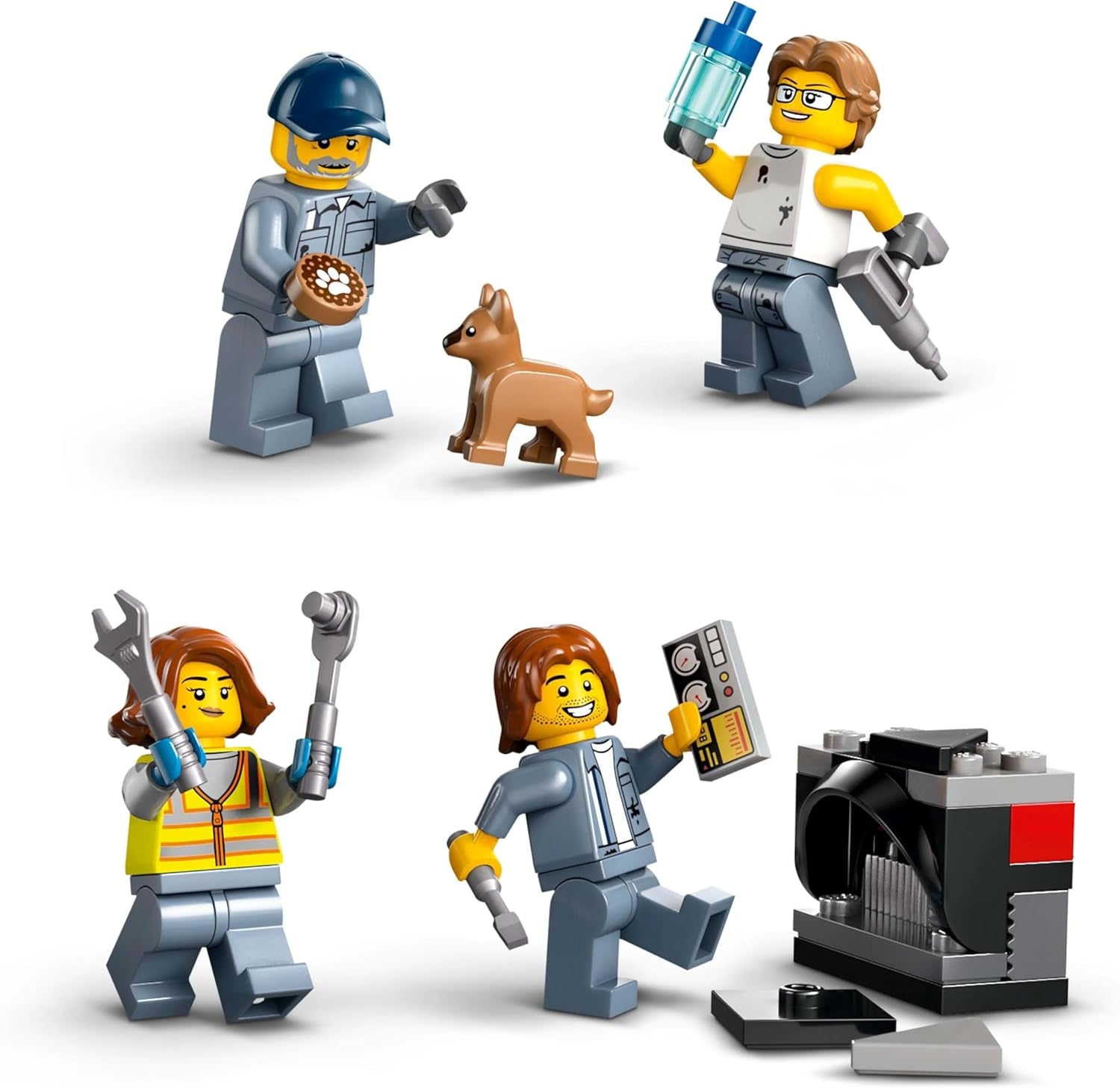 LEGO City skrotplads med biler - legetøj med skrotpresse og kran, 2 legetøjsbiler, 4 fungerende minifigurer og kontorbygning - fødselsdagsgaver til drenge og piger fra 8 år 60472 Besuche den LEGO-Store byggesæt