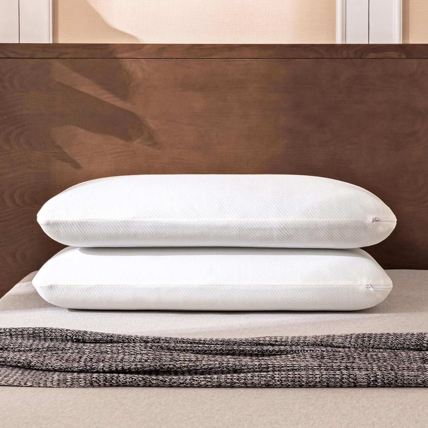 EGO HOME Pude Memory Foam Blød Ergonomisk Pude Til Ryg Sleeper Side Sleeper Nakkestøttepude med åndbart og vaskbart betræk, Oeko-Tex Certificeret, Nakkepude 75X35Cm Perne standard Naty Shop