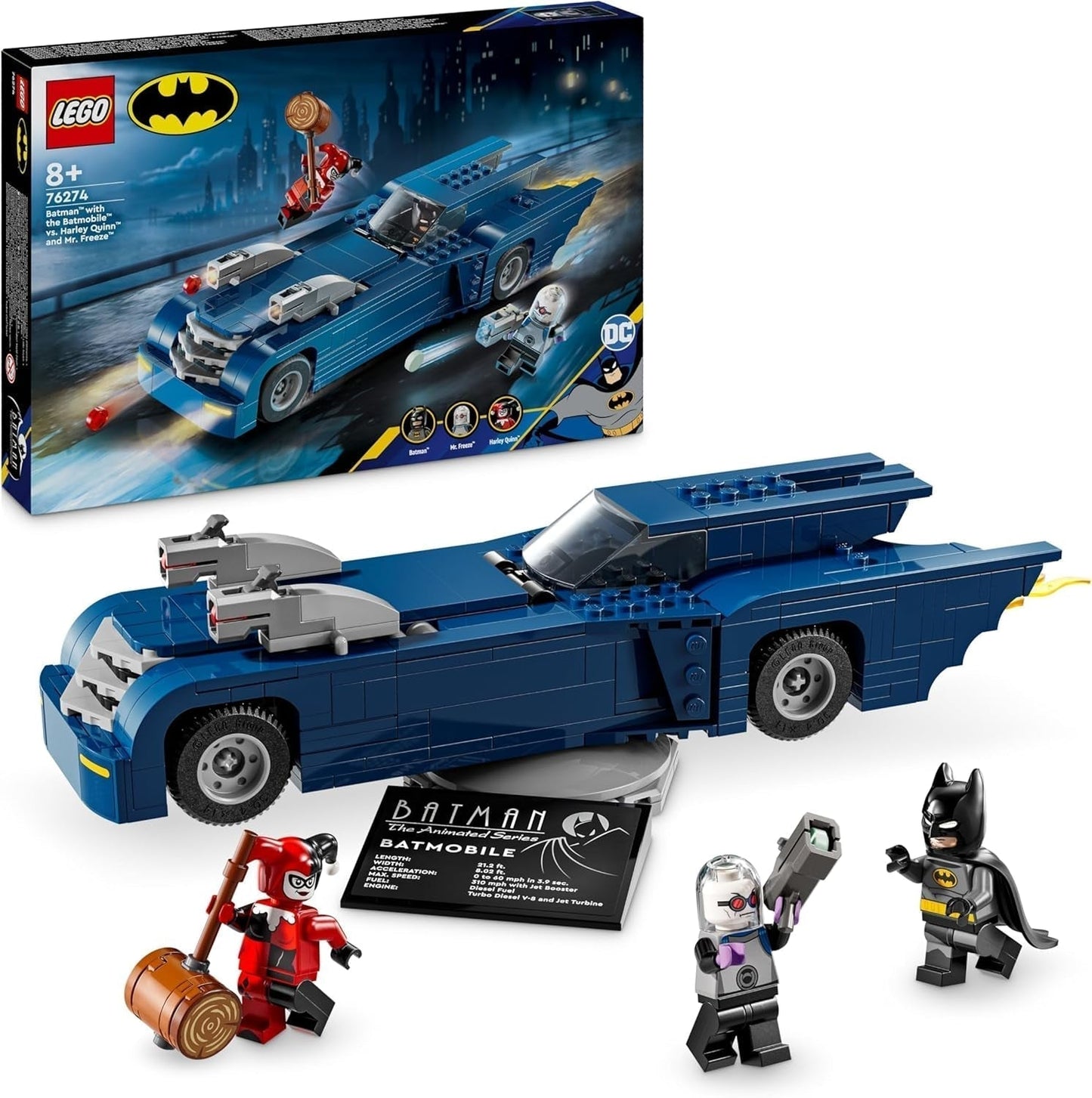 LEGO DC Batman: Batman in the Batmobile vs. Harley Quinn og Mr. Freeze tegneseriebillegetøj til børn Gave til drenge og piger 8 år 76274 Byggesæt Besuche den LEGO-Store Standardtitel