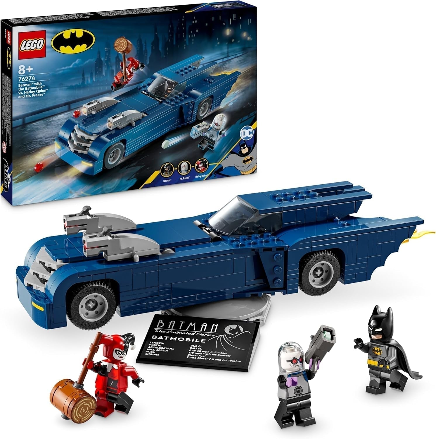 LEGO DC Batman: Batman in the Batmobile vs. Harley Quinn og Mr. Freeze tegneseriebillegetøj til børn Gave til drenge og piger 8 år 76274 Byggesæt Besuche den LEGO-Store Standardtitel