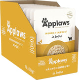 Applaws 100 % naturligt vådt kattefoder, kyllingebryst i bouillon - pakke med 12 70 g poser